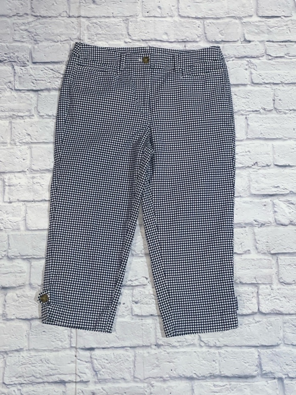 Talbots Perfect Skinner Blue and White Checkered Ankle Pants. Size 6P